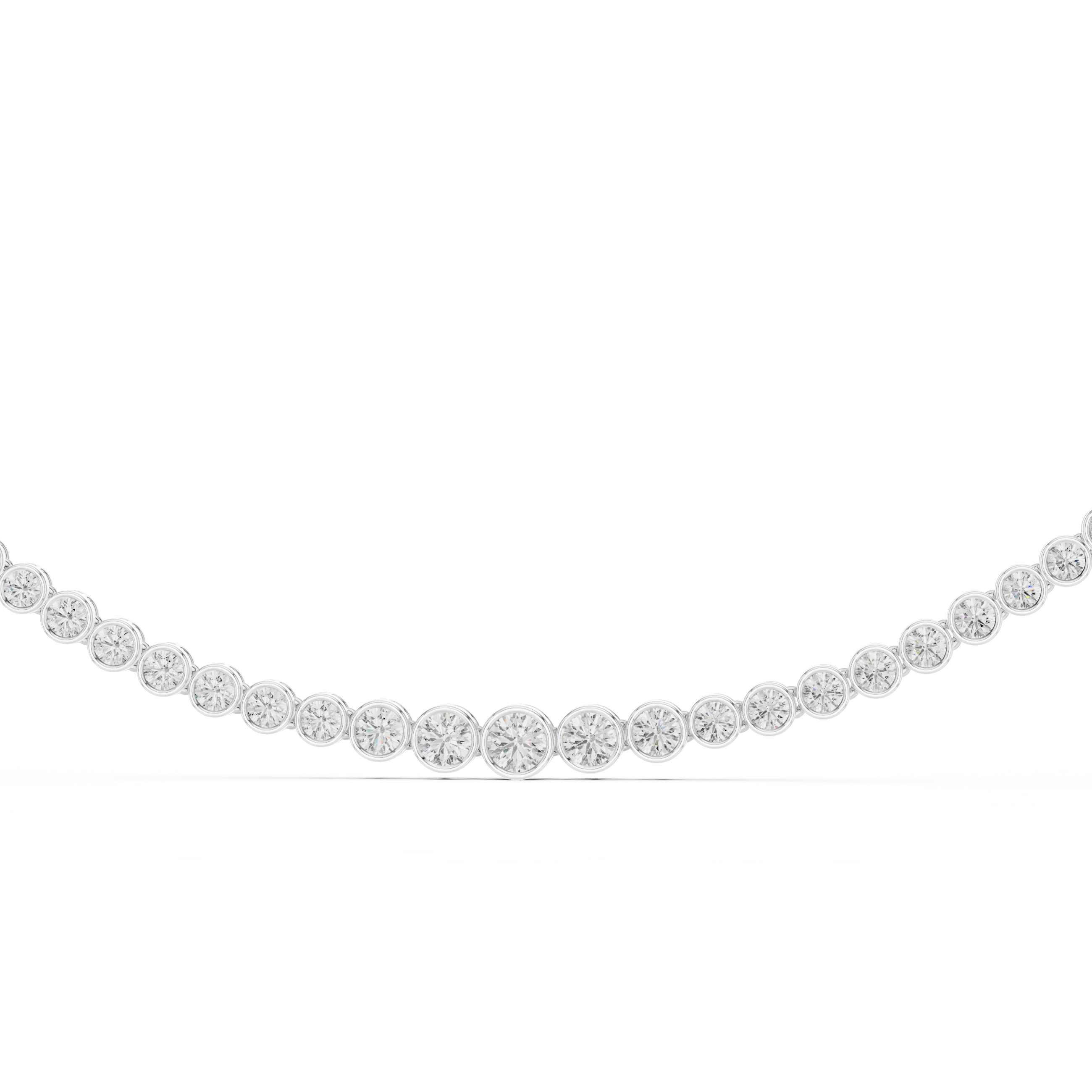 Round Diamond Bezel-Set Tennis Necklace