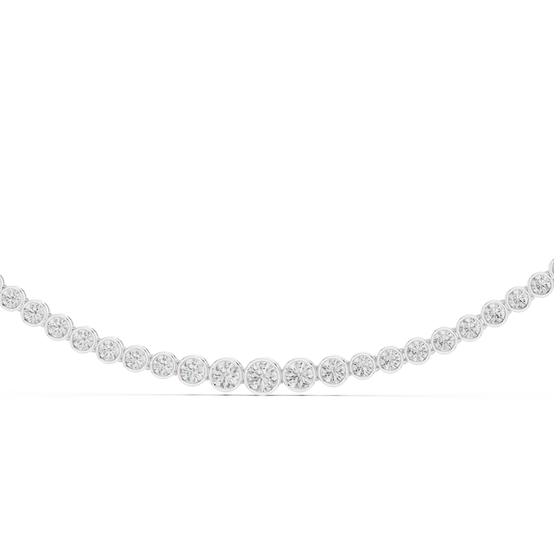Round Diamond Bezel-Set Tennis Necklace