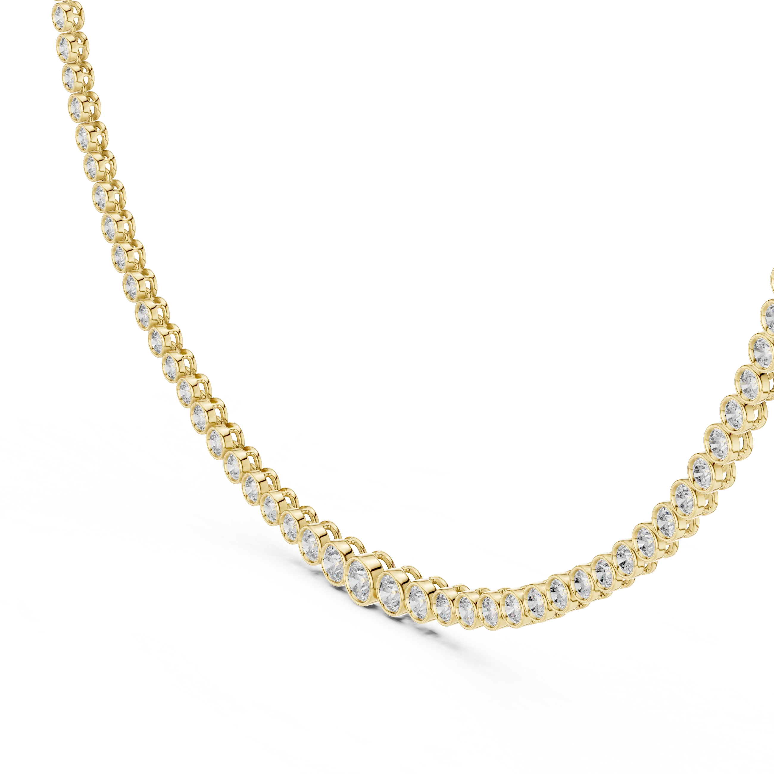 Round Diamond Bezel-Set Tennis Necklace