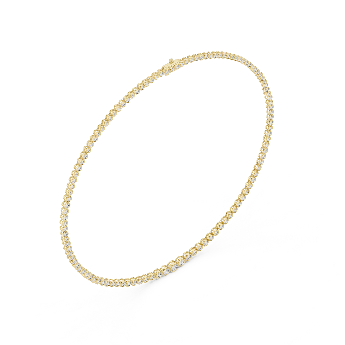 Round Diamond Bezel-Set Tennis Necklace