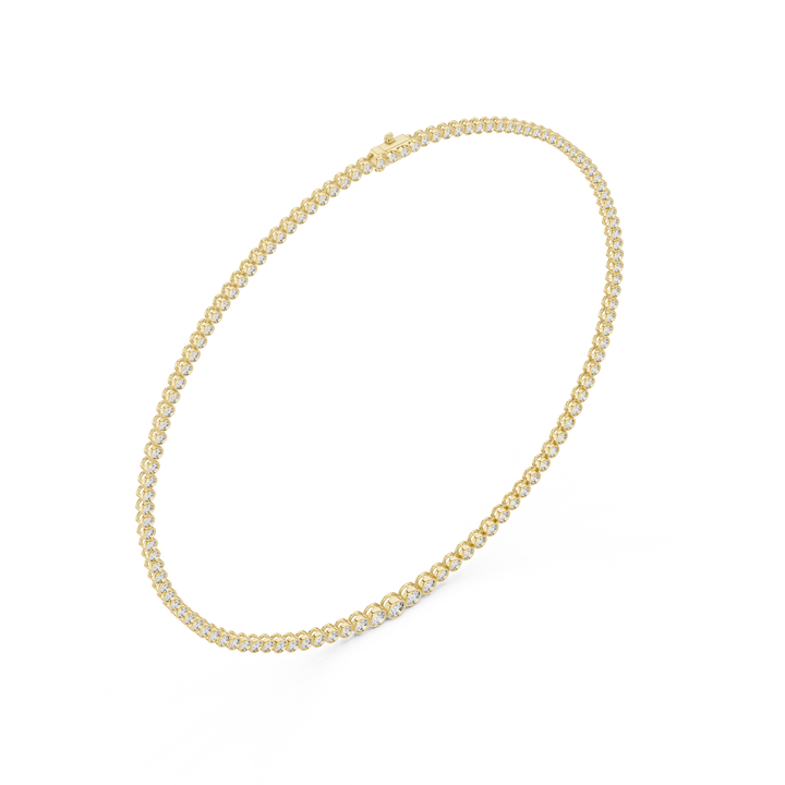Round Diamond Bezel-Set Tennis Necklace