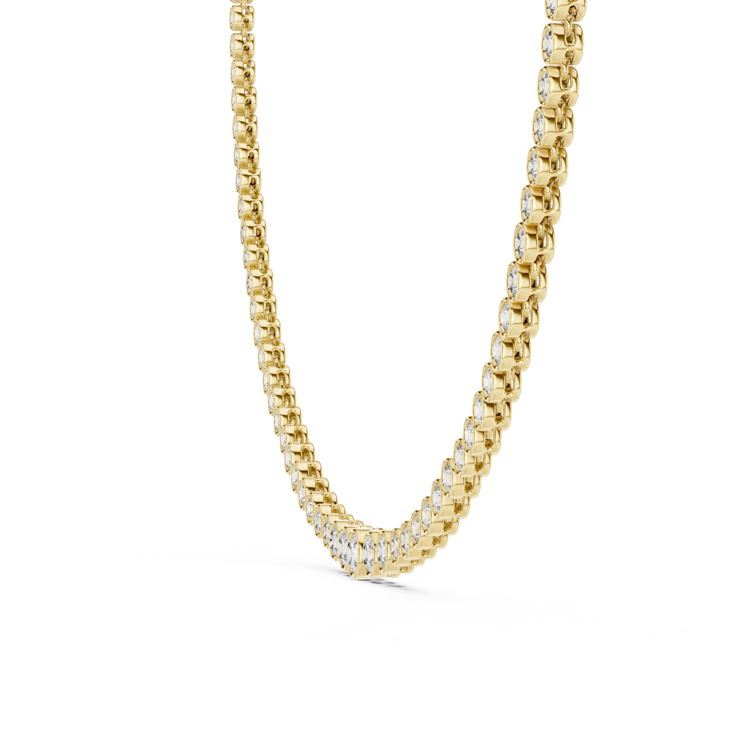 Round Diamond Bezel-Set Tennis Necklace