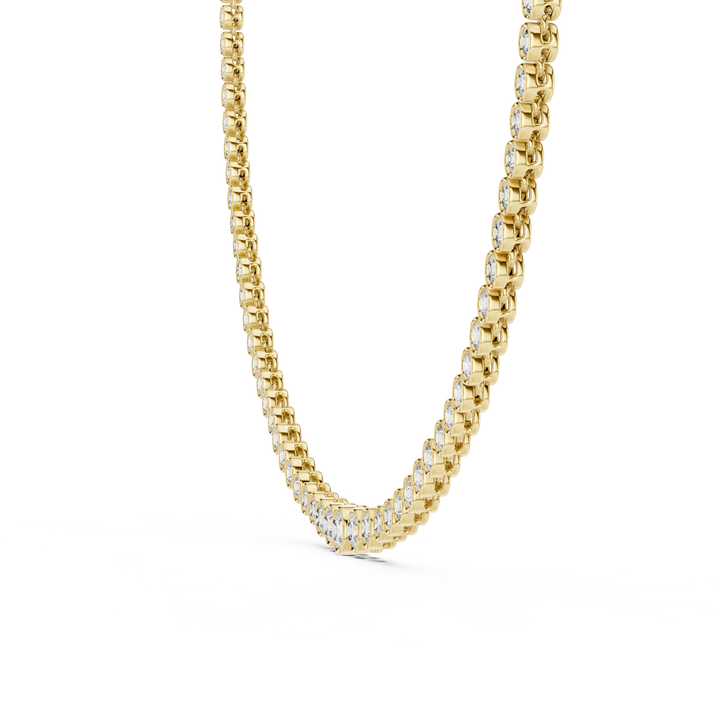 Round Diamond Bezel-Set Tennis Necklace