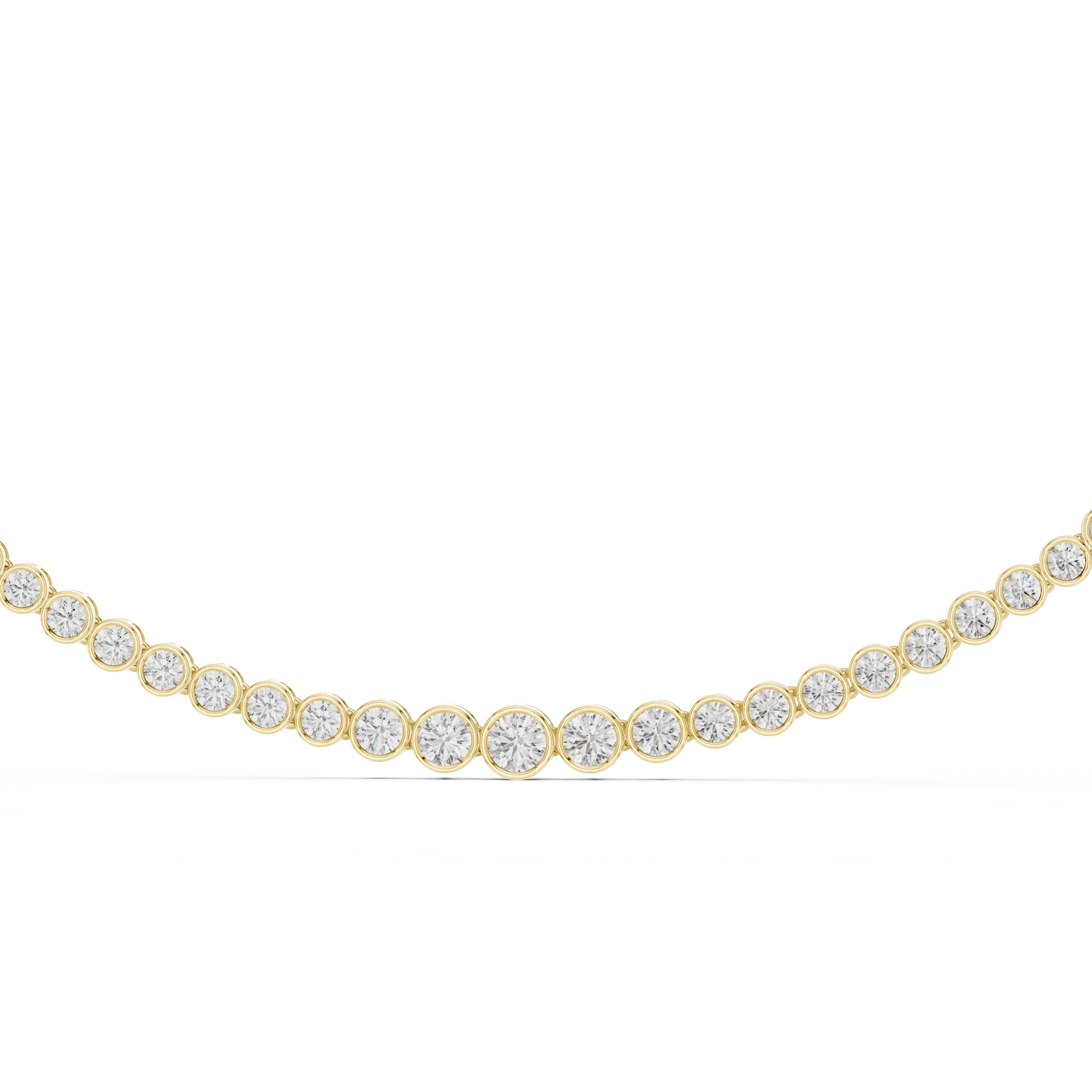 Round Diamond Bezel-Set Tennis Necklace