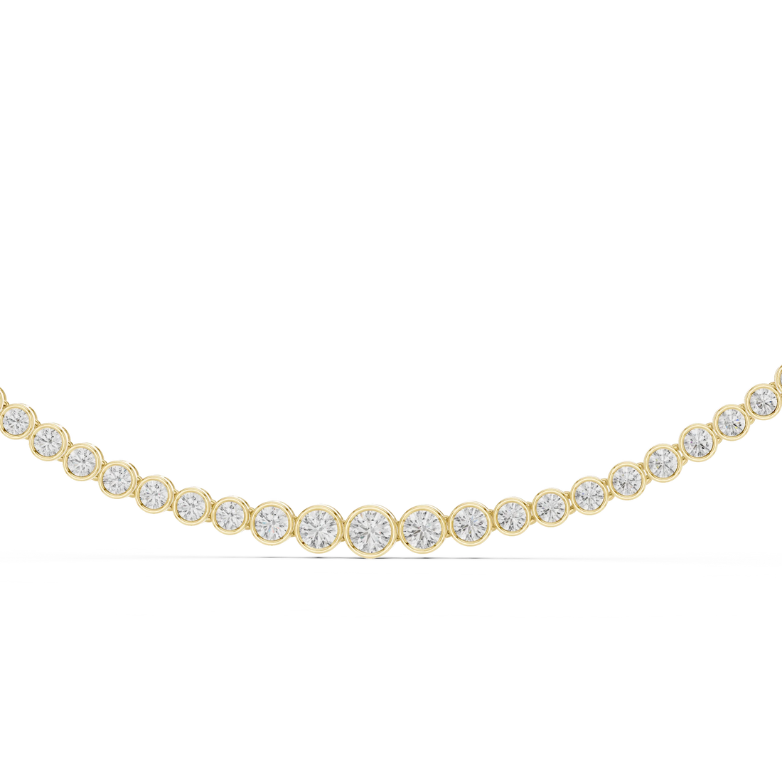 Round Diamond Bezel-Set Tennis Necklace