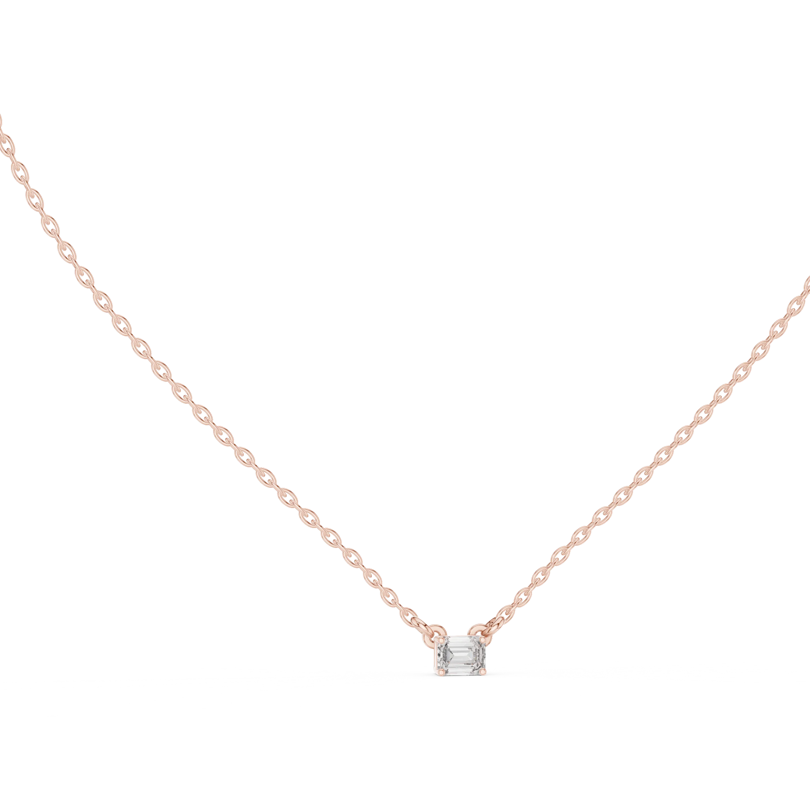 Minimal Emerald Solitaire Diamond Pendant