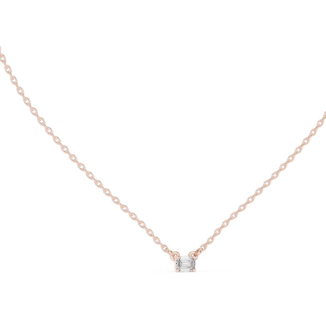 Minimal Emerald Solitaire Diamond Pendant