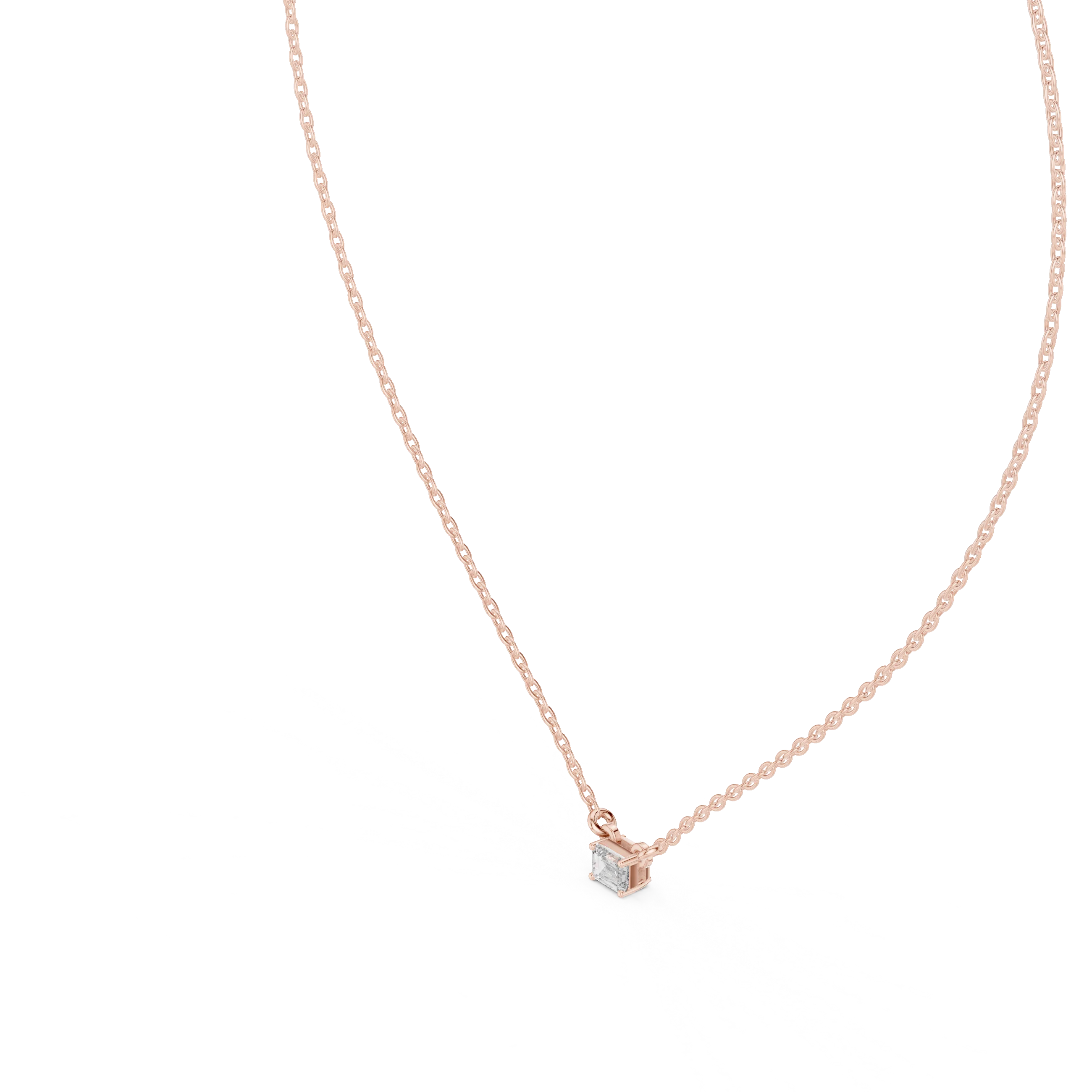 Minimal Emerald Solitaire Diamond Pendant