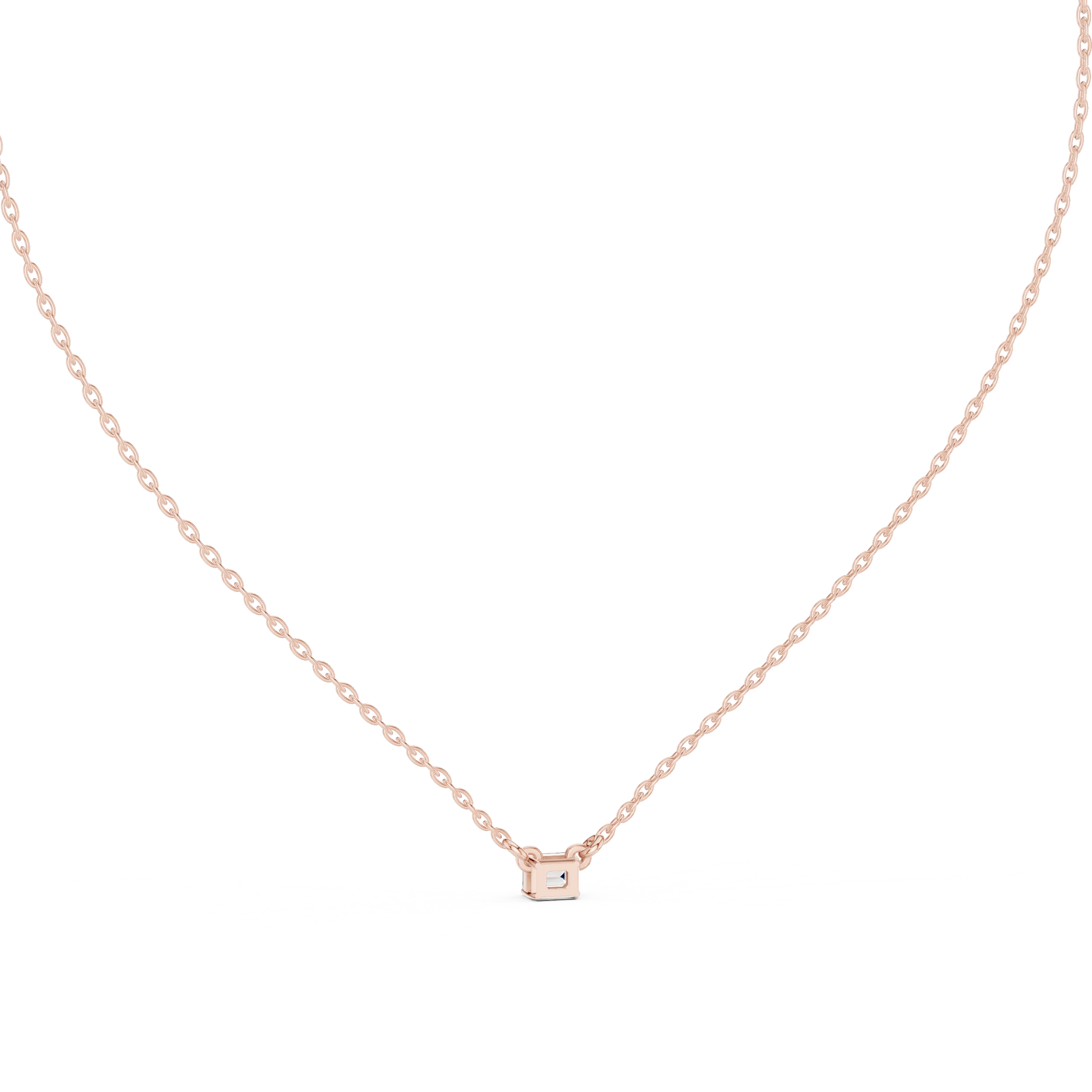 Minimal Emerald Solitaire Diamond Pendant