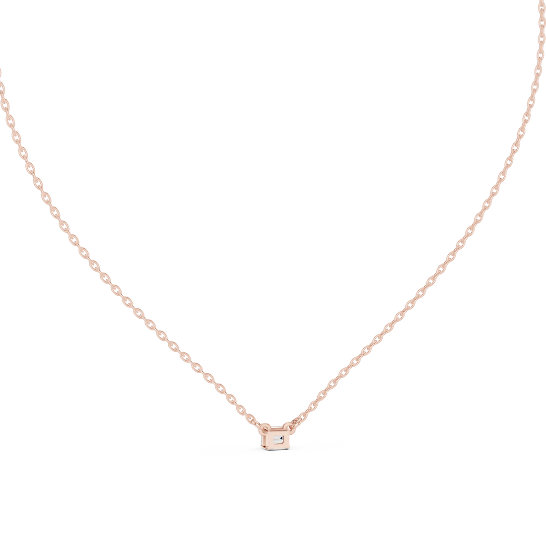 Minimal Emerald Solitaire Diamond Pendant