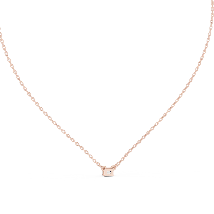 Minimal Emerald Solitaire Diamond Pendant