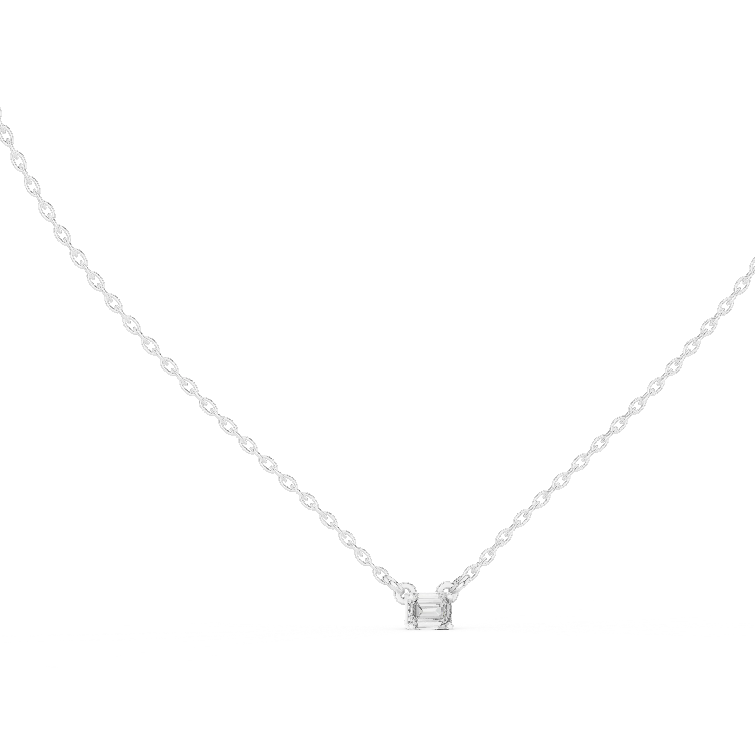 Minimal Emerald Solitaire Diamond Pendant