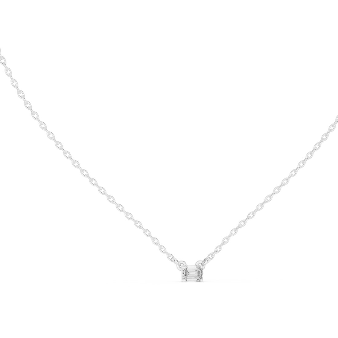 Minimal Emerald Solitaire Diamond Pendant