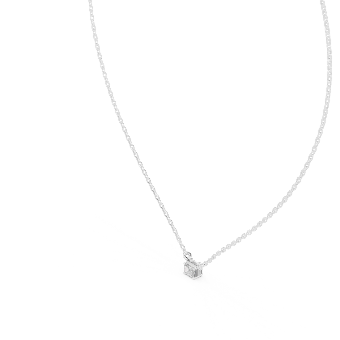 Minimal Emerald Solitaire Diamond Pendant