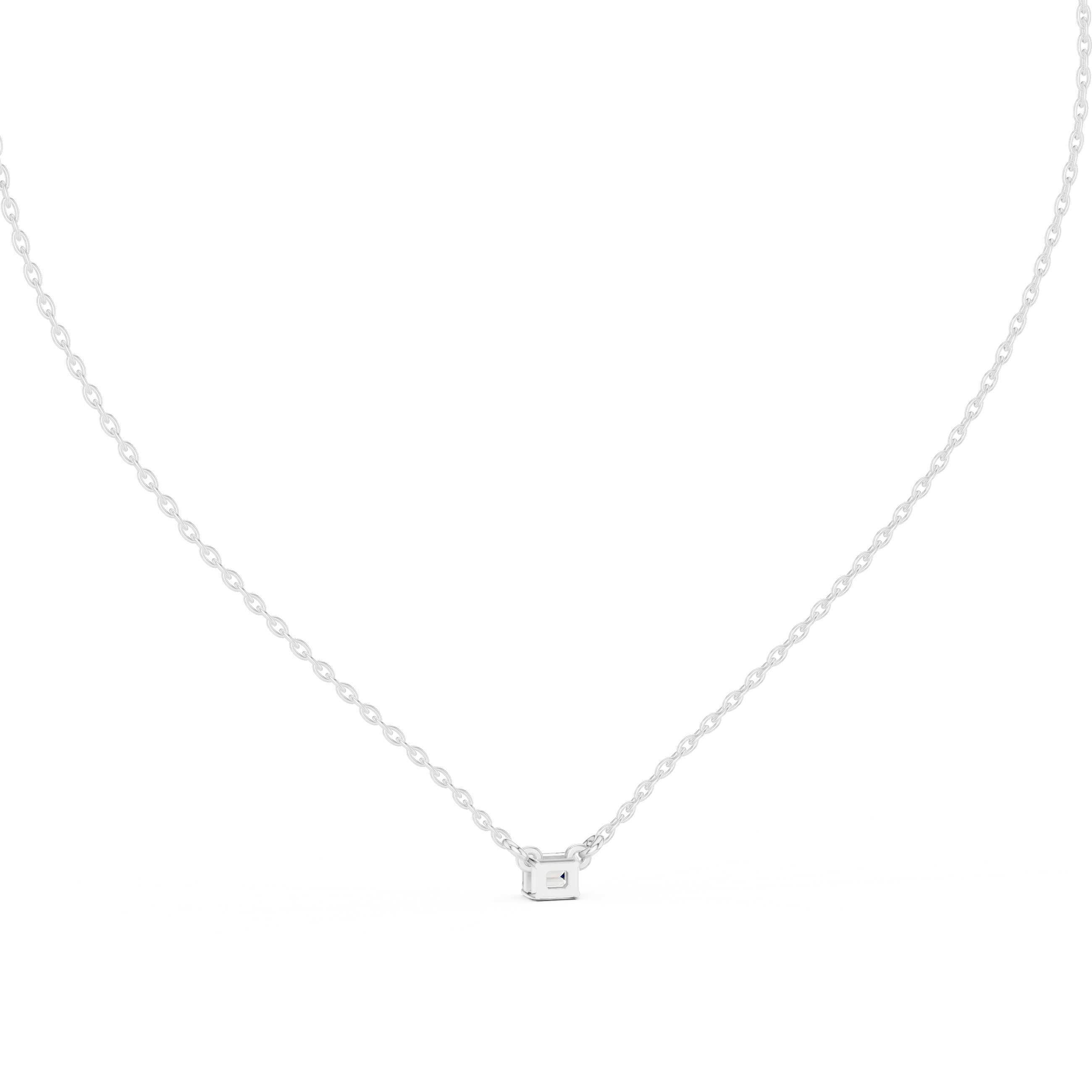 Minimal Emerald Solitaire Diamond Pendant