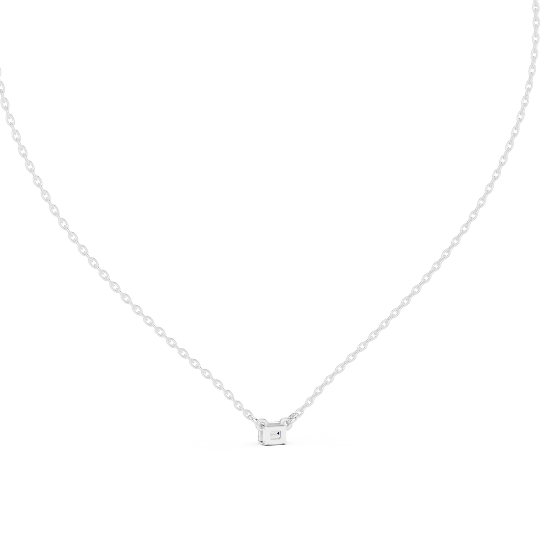 Minimal Emerald Solitaire Diamond Pendant