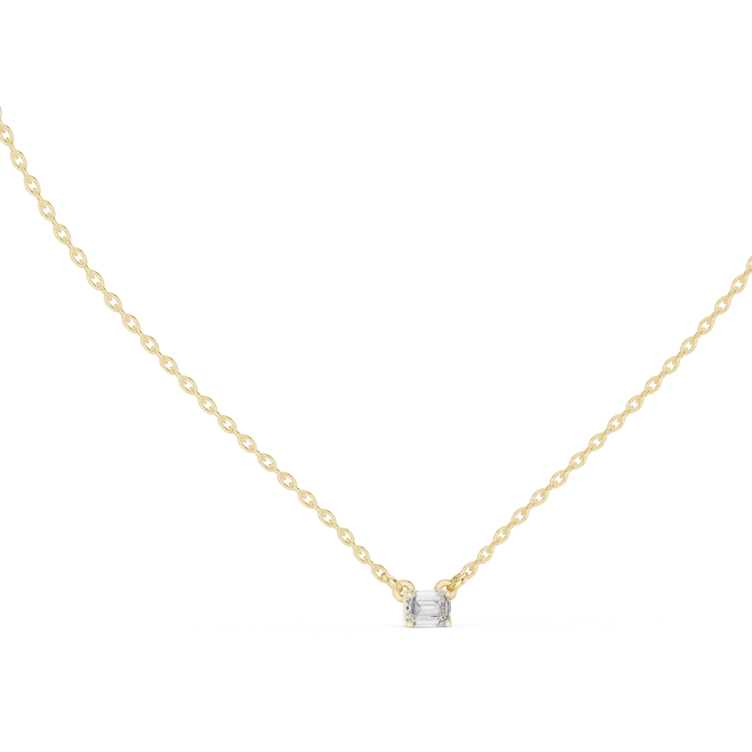 Minimal Emerald Solitaire Diamond Pendant