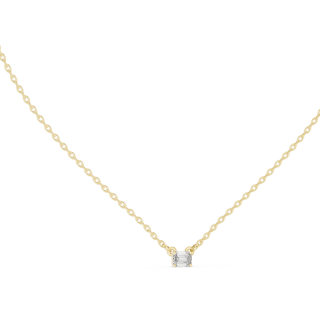 Minimal Emerald Solitaire Diamond Pendant