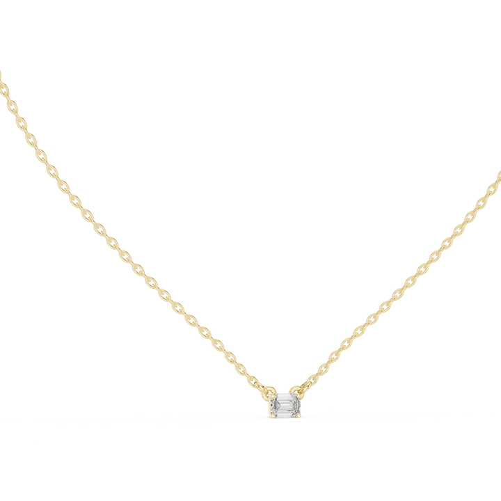 Minimal Emerald Solitaire Diamond Pendant