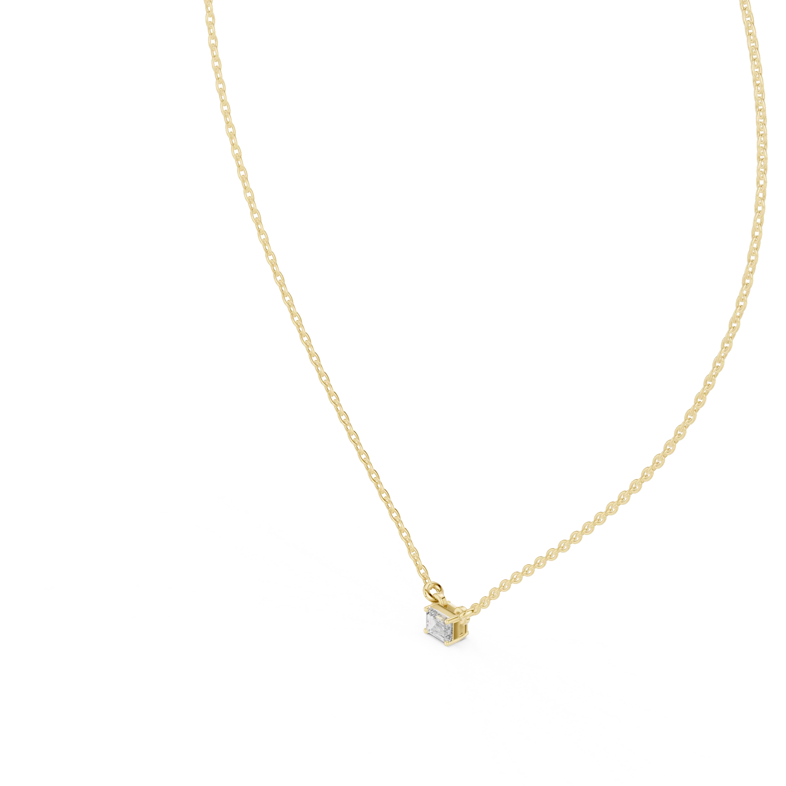 Minimal Emerald Solitaire Diamond Pendant