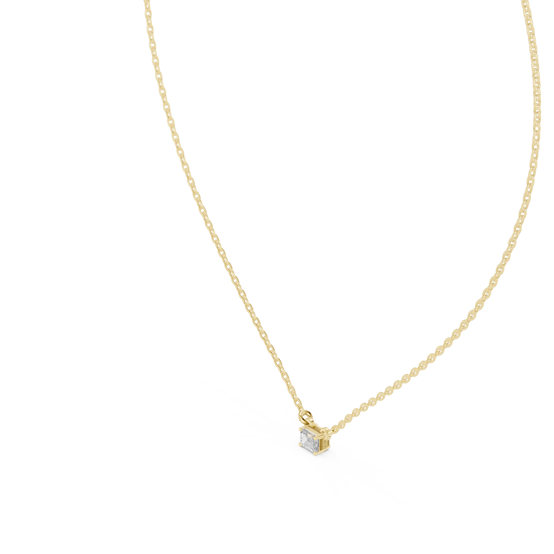 Minimal Emerald Solitaire Diamond Pendant