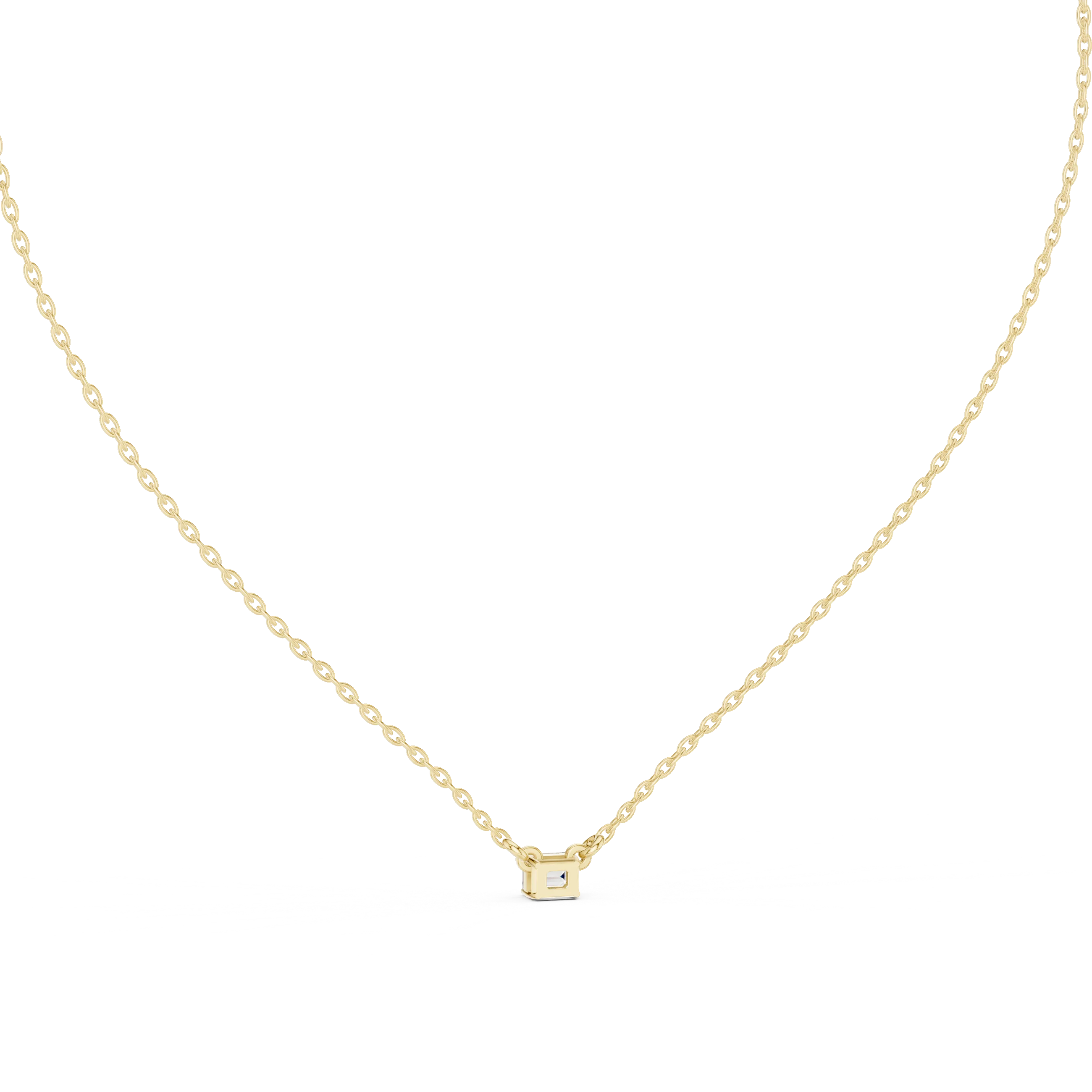 Minimal Emerald Solitaire Diamond Pendant