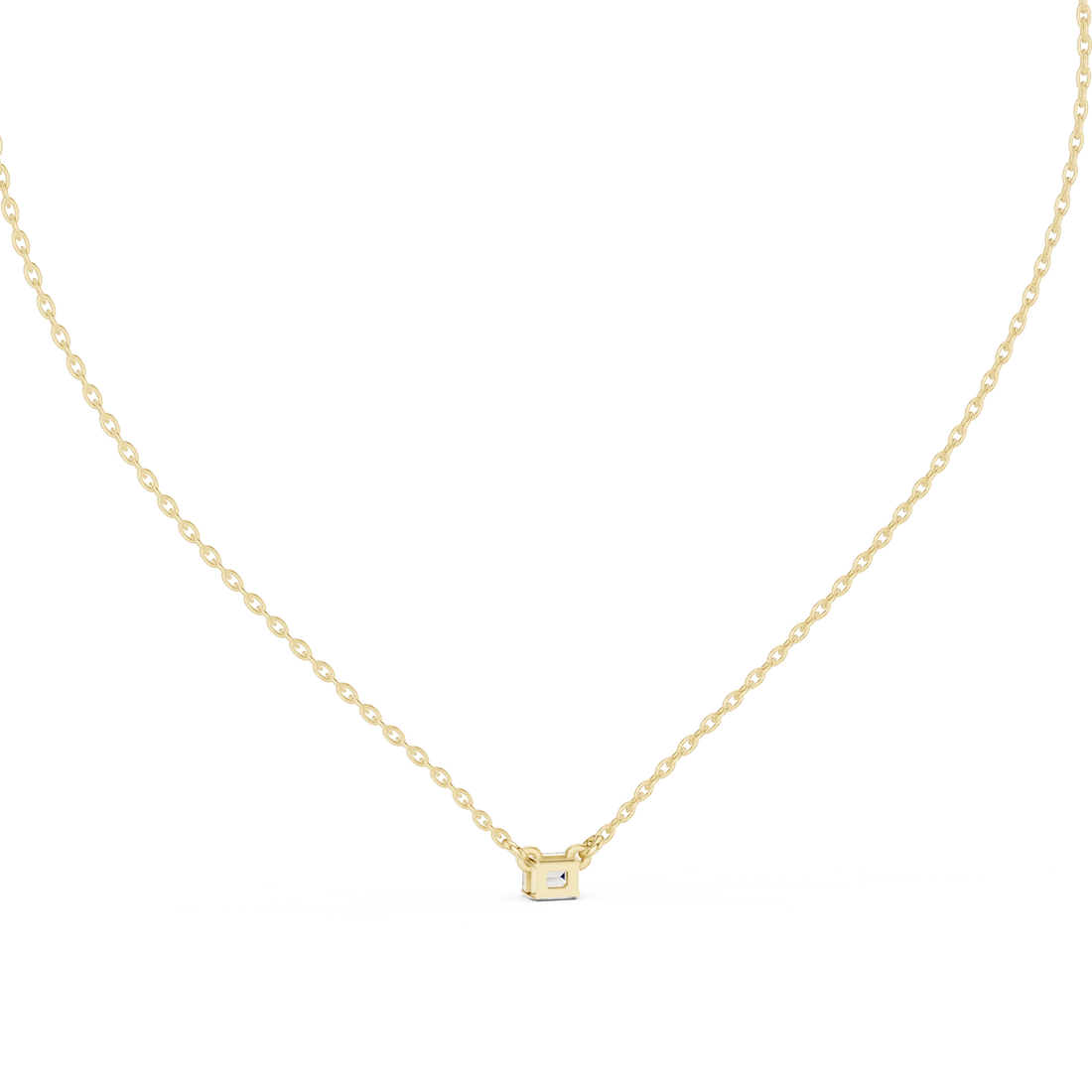 Minimal Emerald Solitaire Diamond Pendant