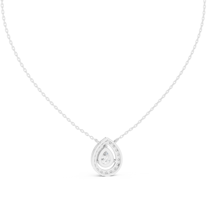Aurora Pear Halo Diamond Pendant