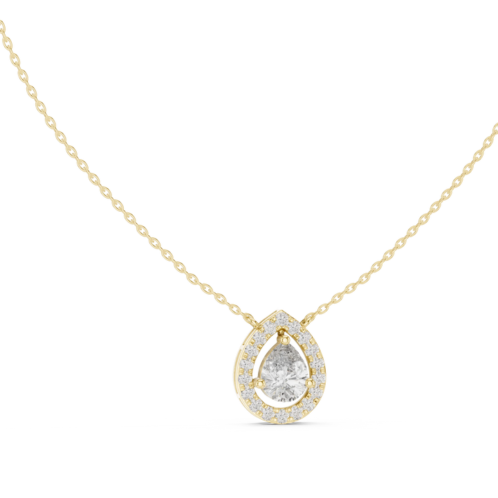 Aurora Pear Halo Diamond Pendant