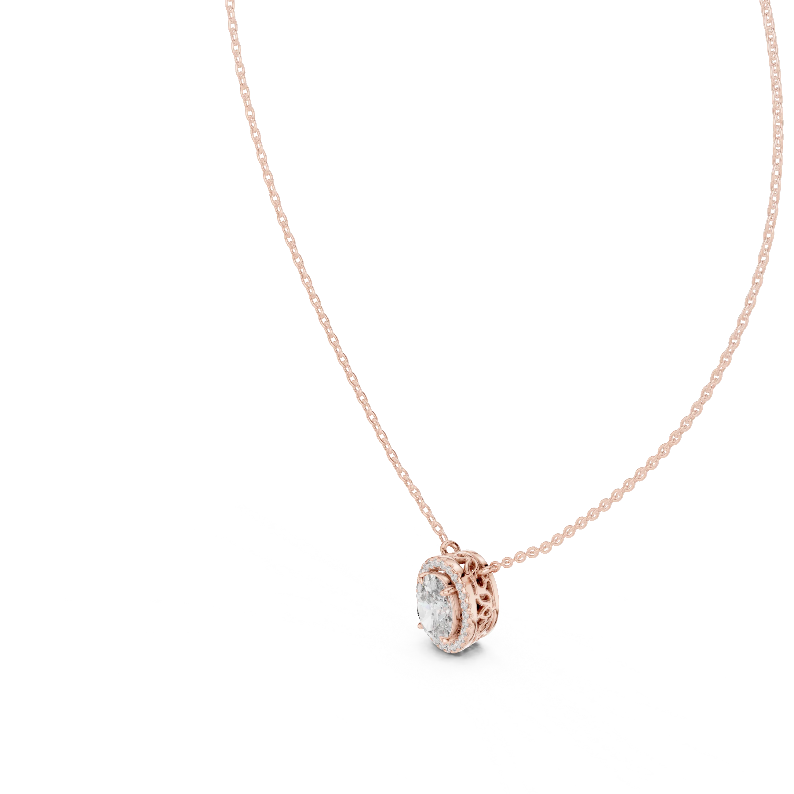 Elysian Oval Halo Diamond Pendant