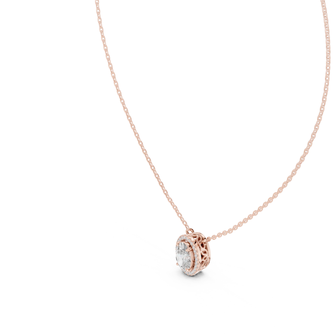 Elysian Oval Halo Diamond Pendant