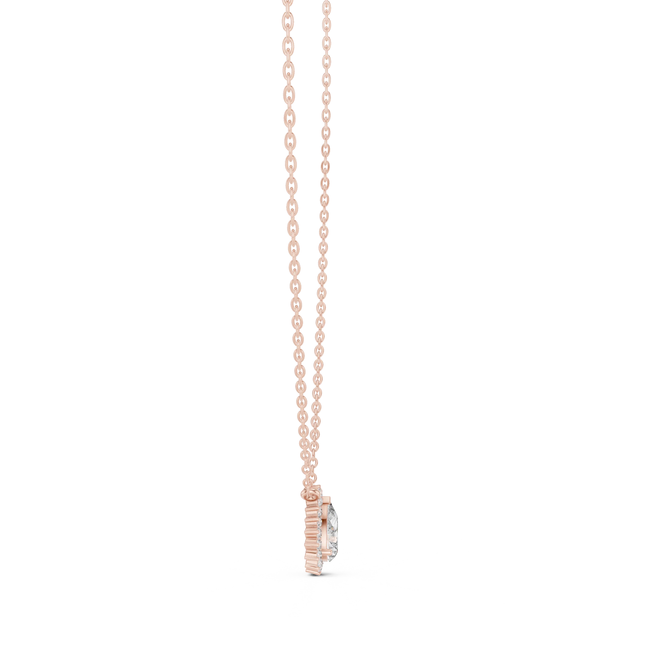Luna Pear Halo Diamond Pendant