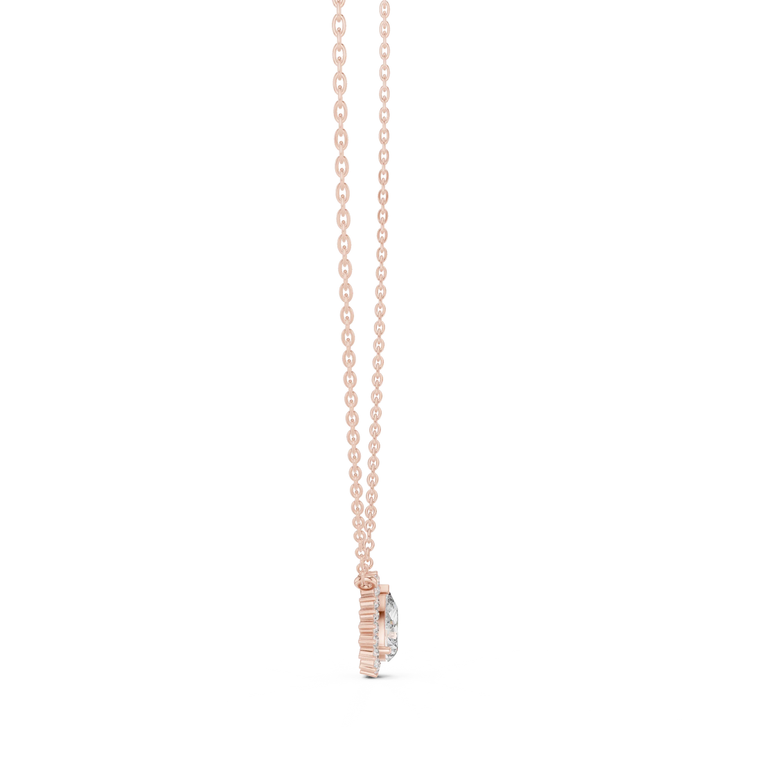Luna Pear Halo Diamond Pendant