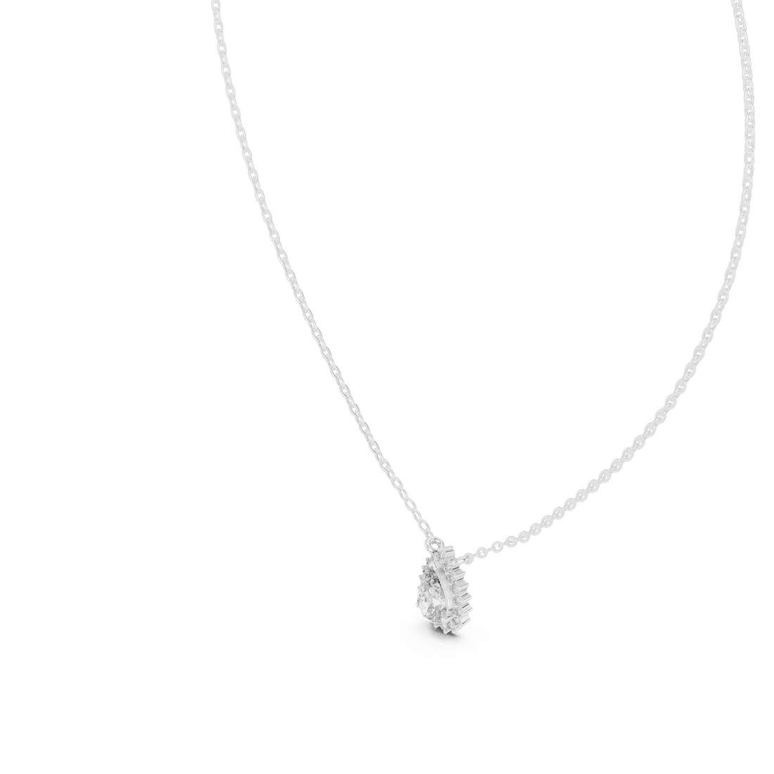 Luna Pear Halo Diamond Pendant