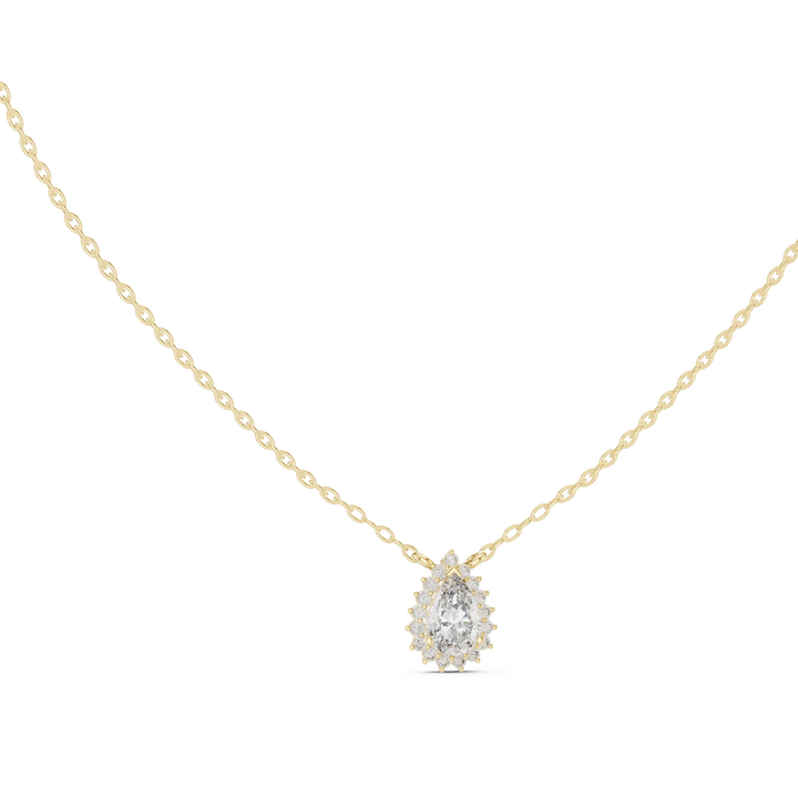 Luna Pear Halo Diamond Pendant