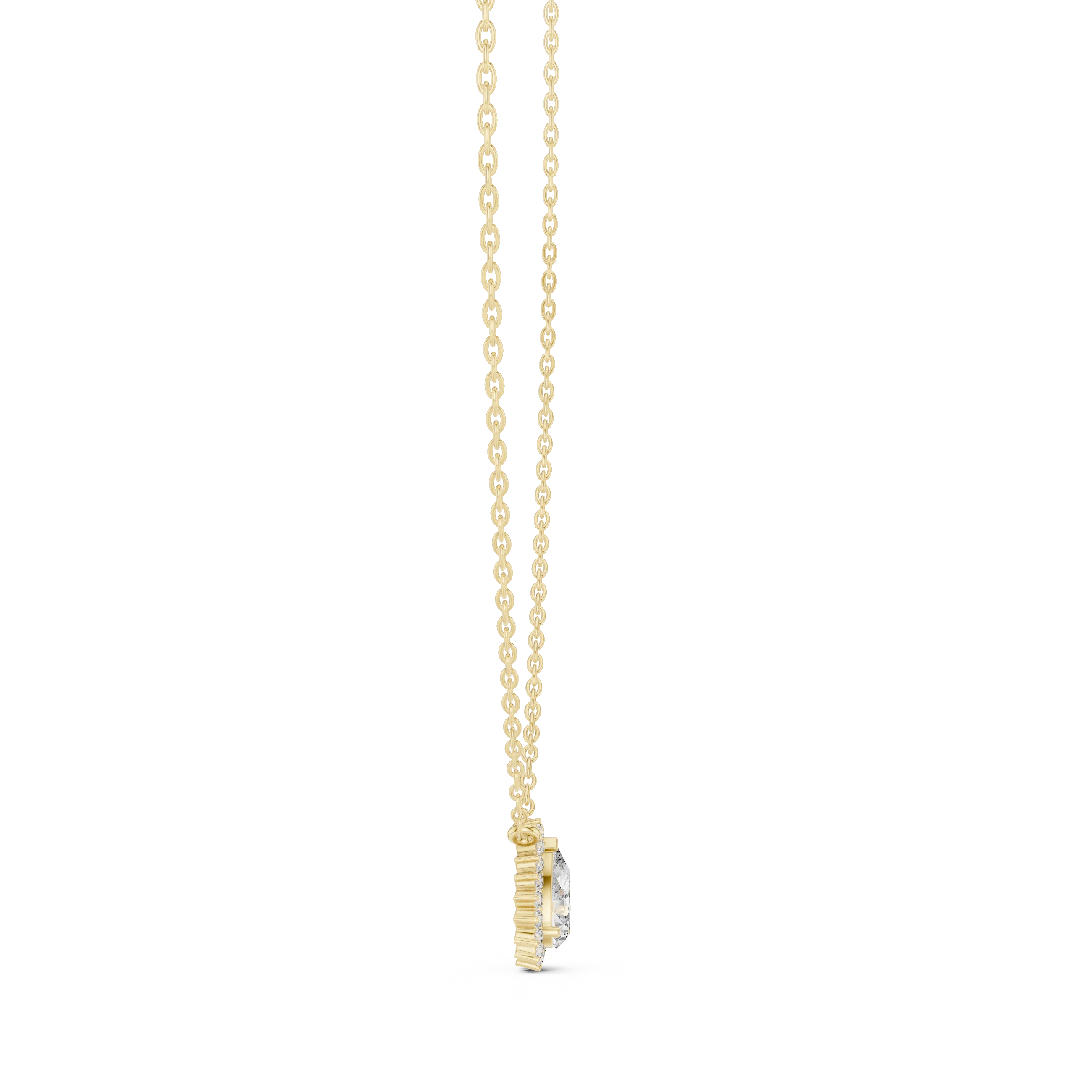 Luna Pear Halo Diamond Pendant