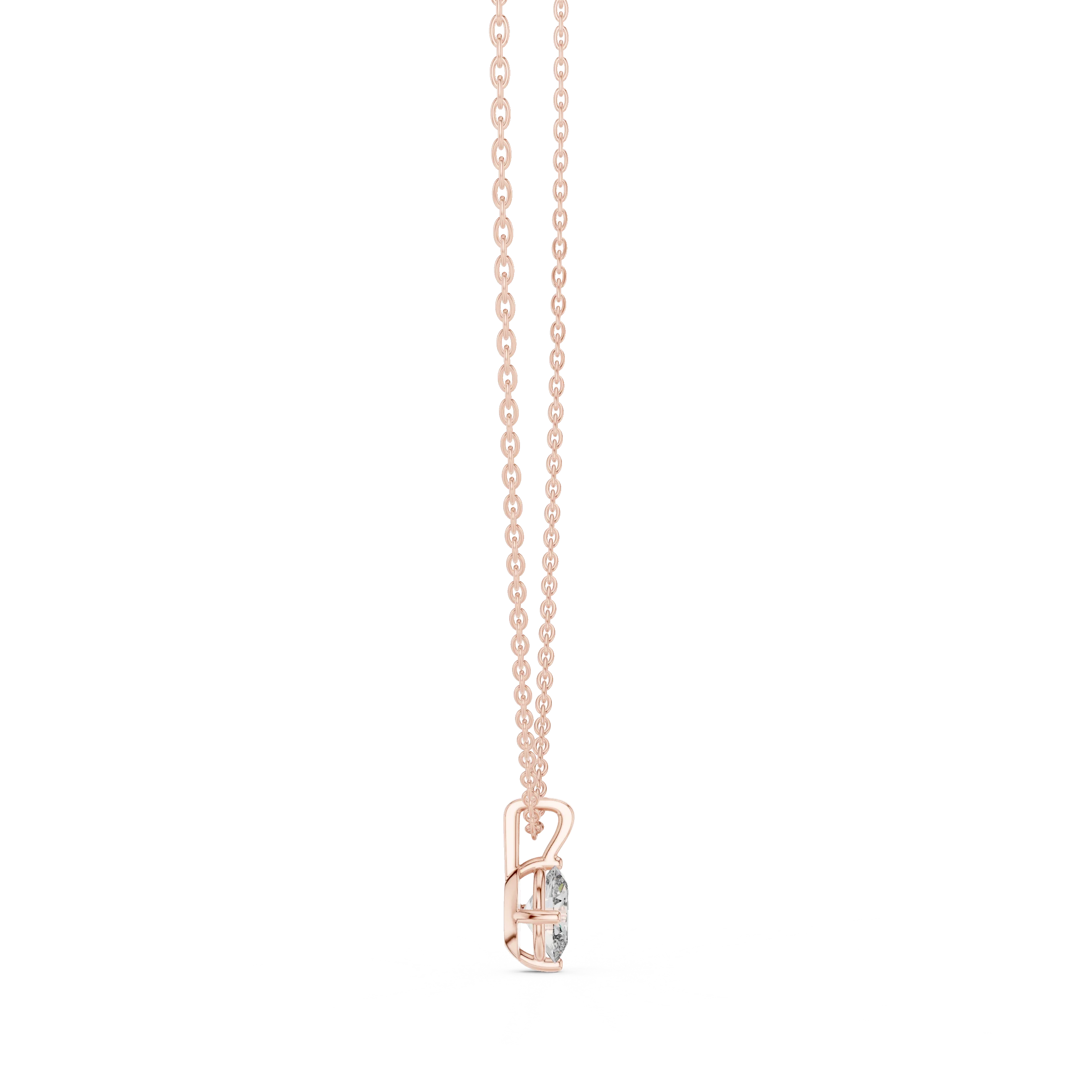 Elegant Oval Solitaire Diamond Pendant