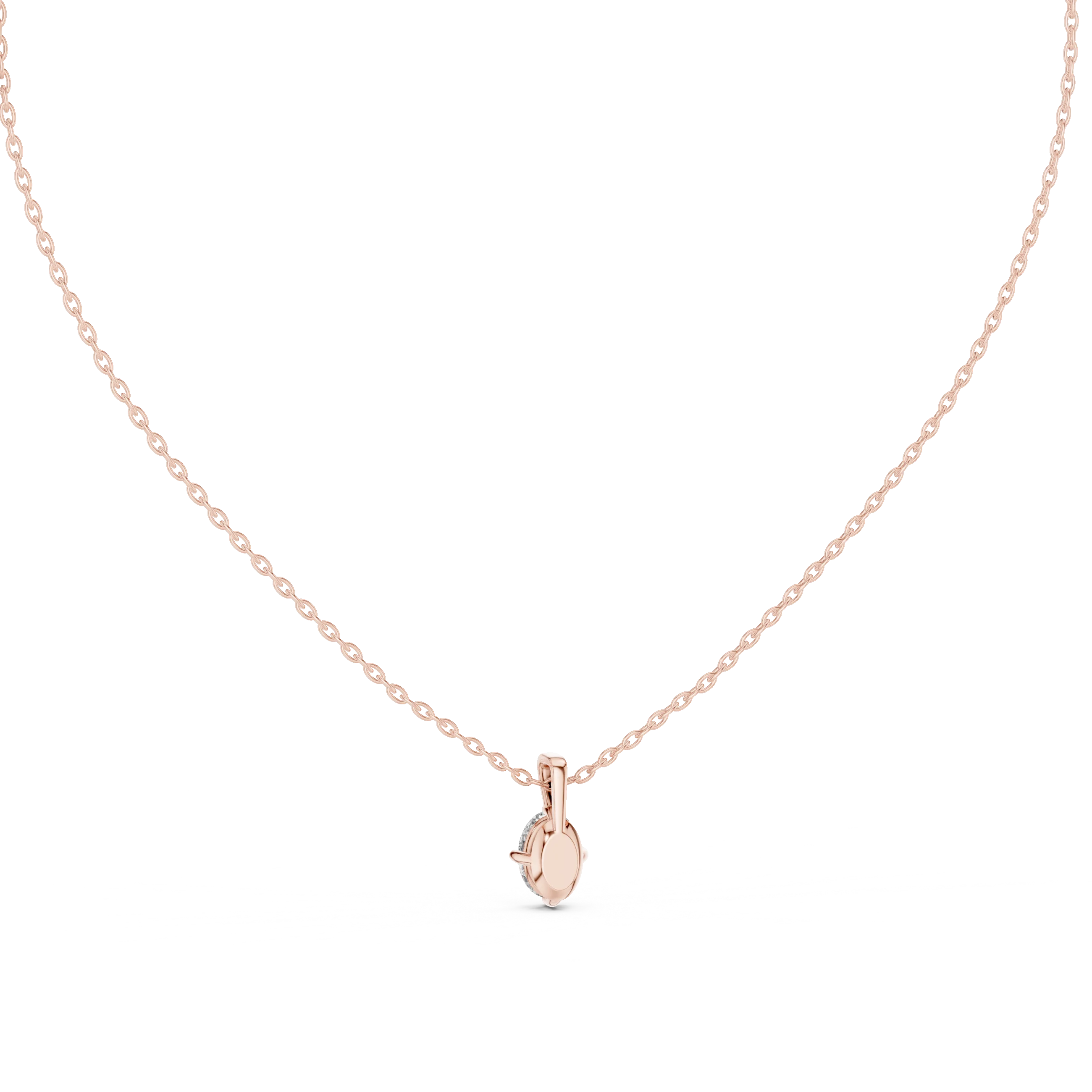 Elegant Oval Solitaire Diamond Pendant