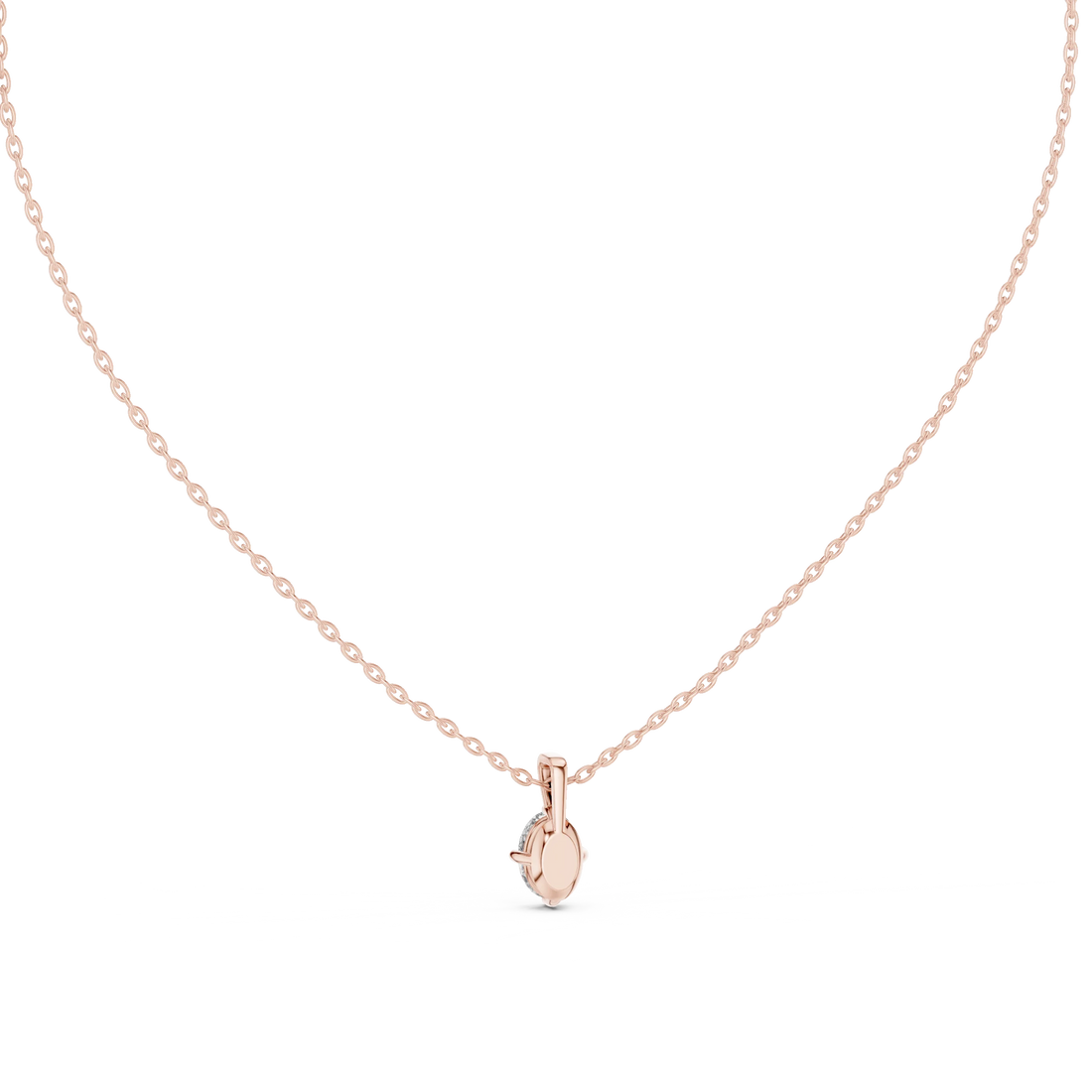 Elegant Oval Solitaire Diamond Pendant