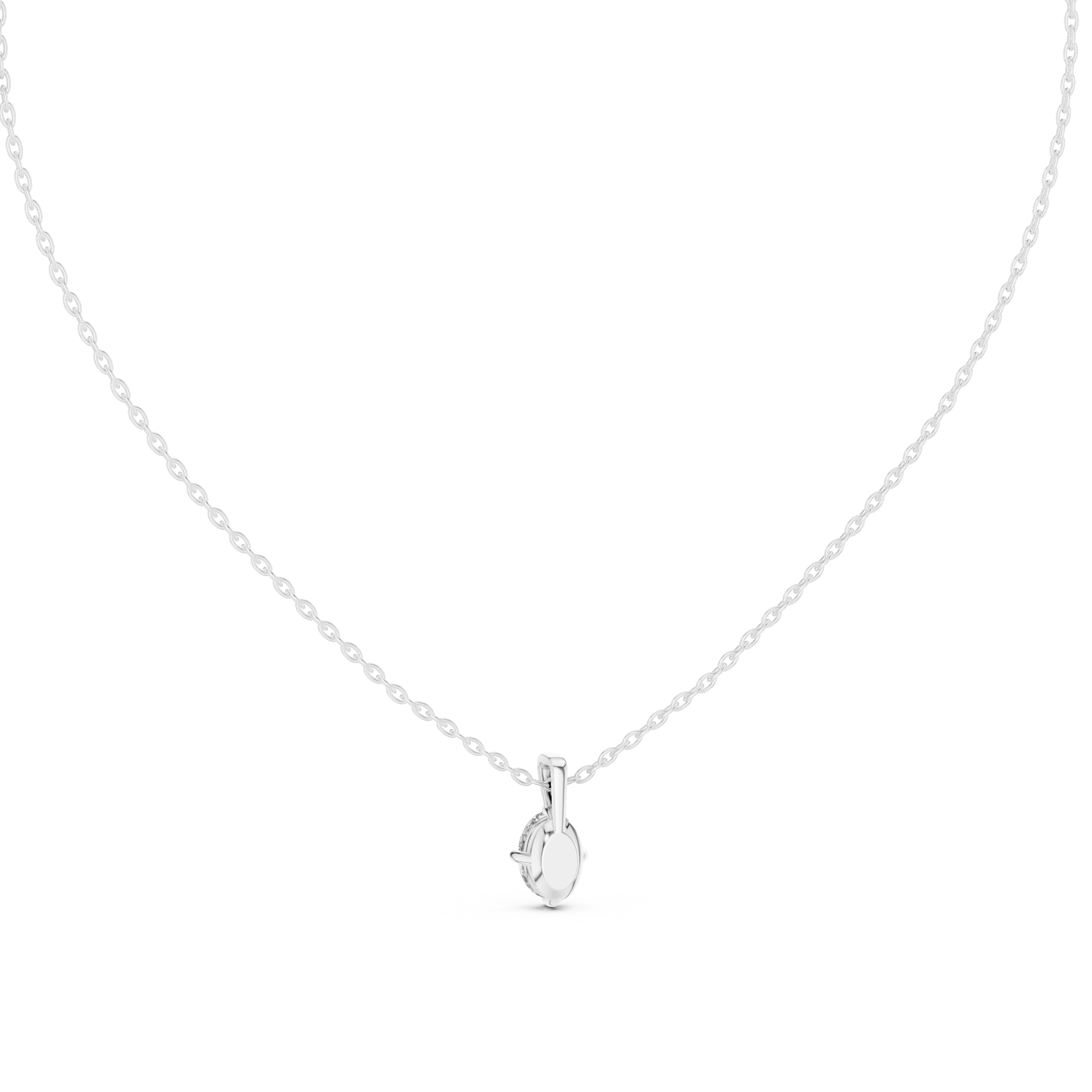 Elegant Oval Solitaire Diamond Pendant