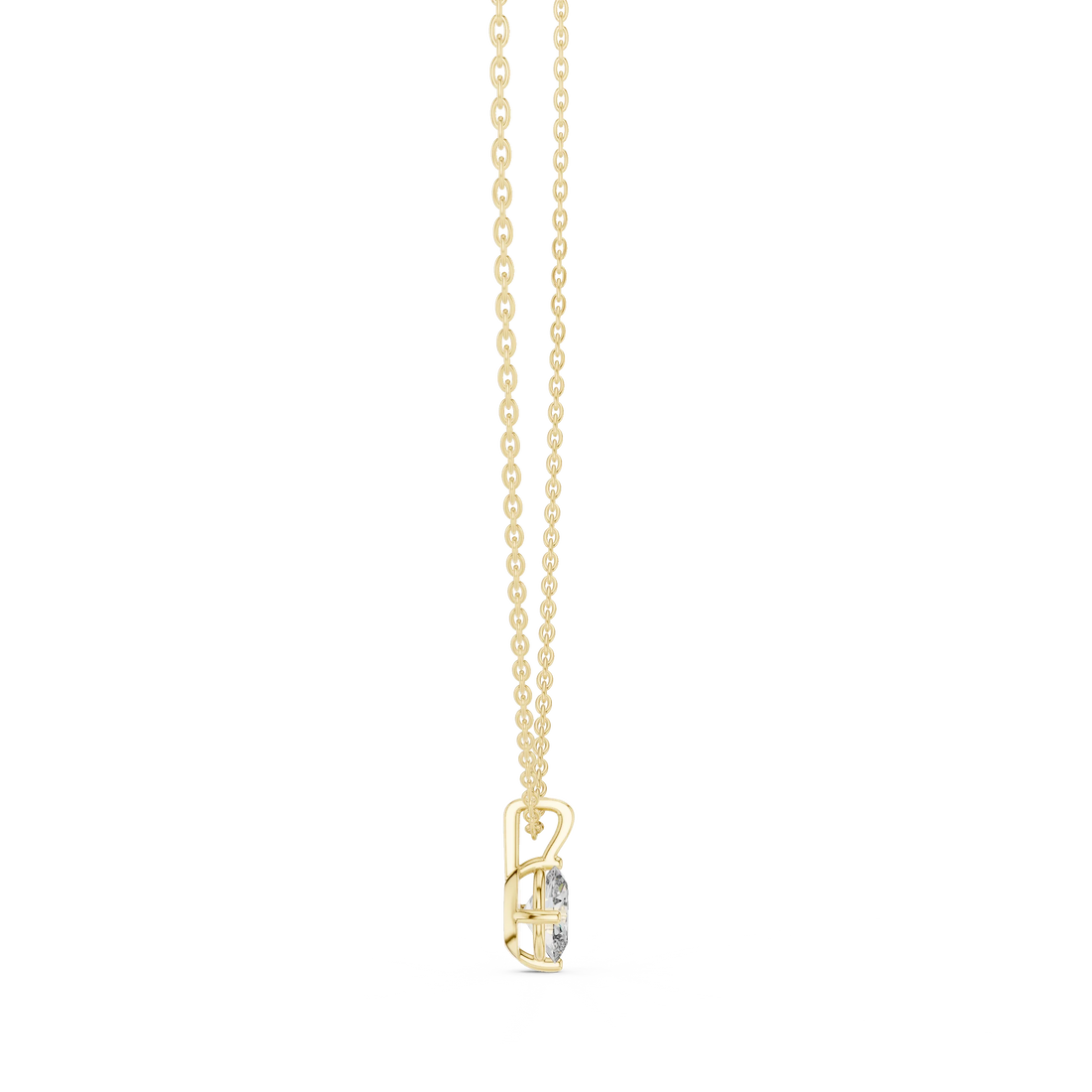 Elegant Oval Solitaire Diamond Pendant