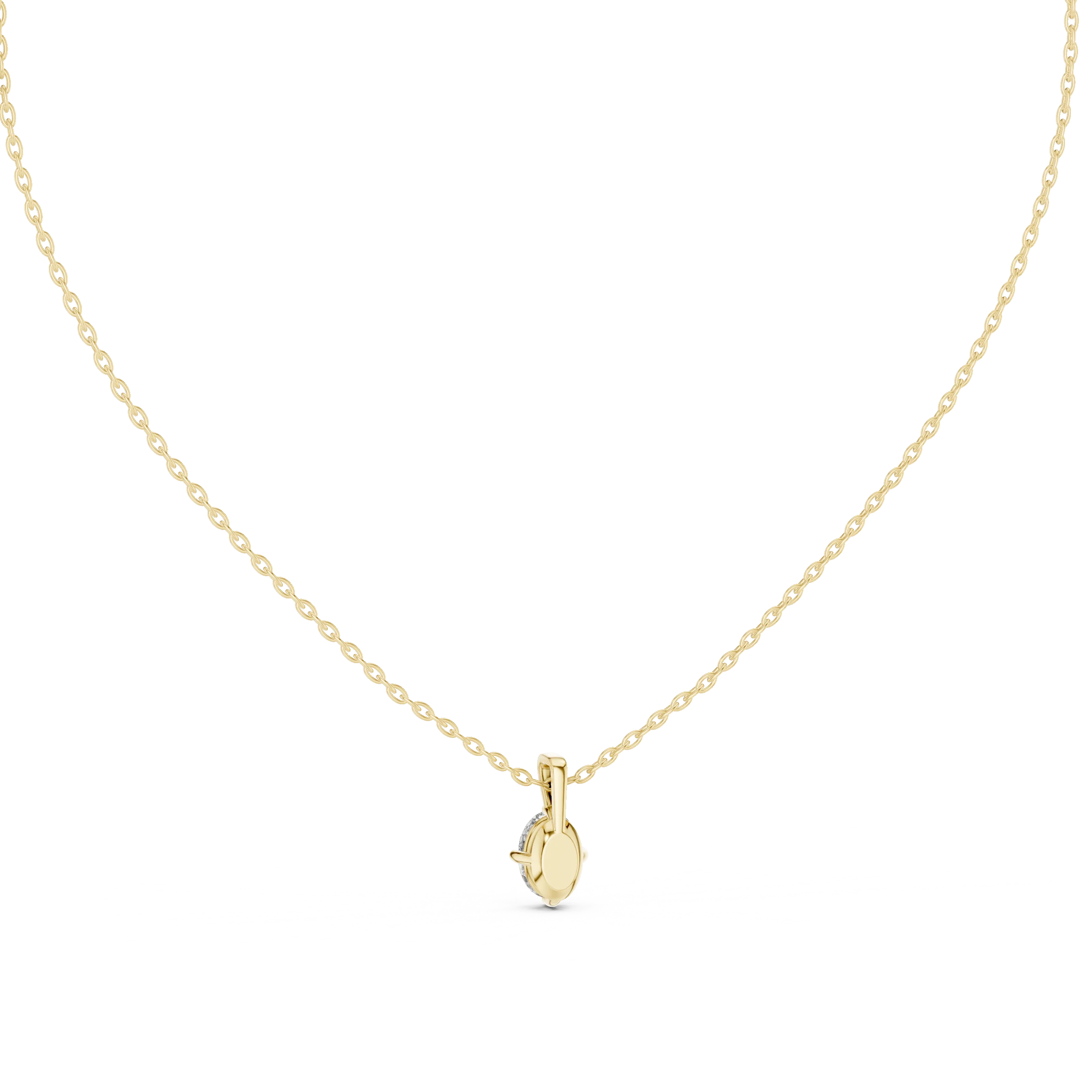 Elegant Oval Solitaire Diamond Pendant