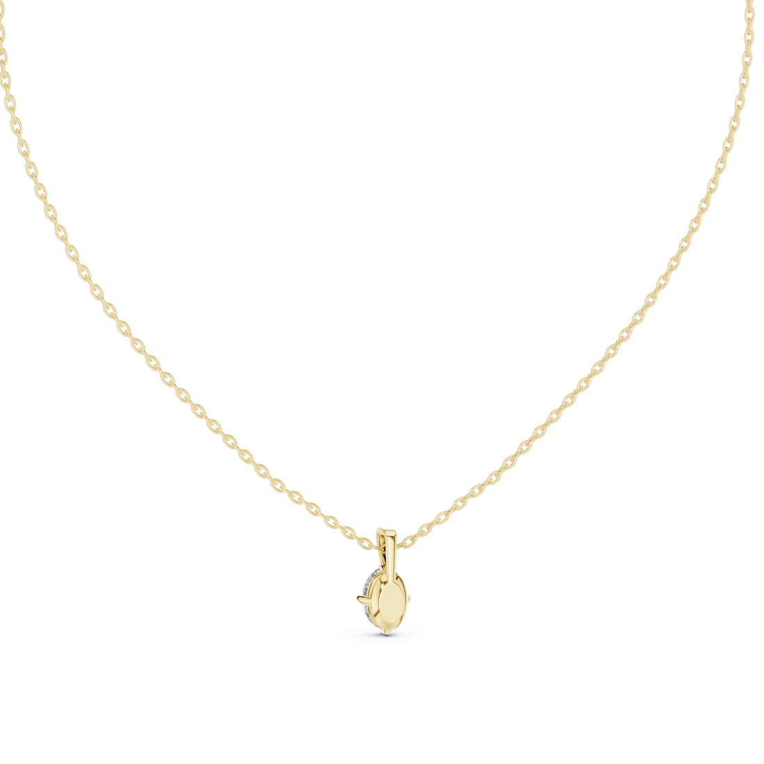 Elegant Oval Solitaire Diamond Pendant