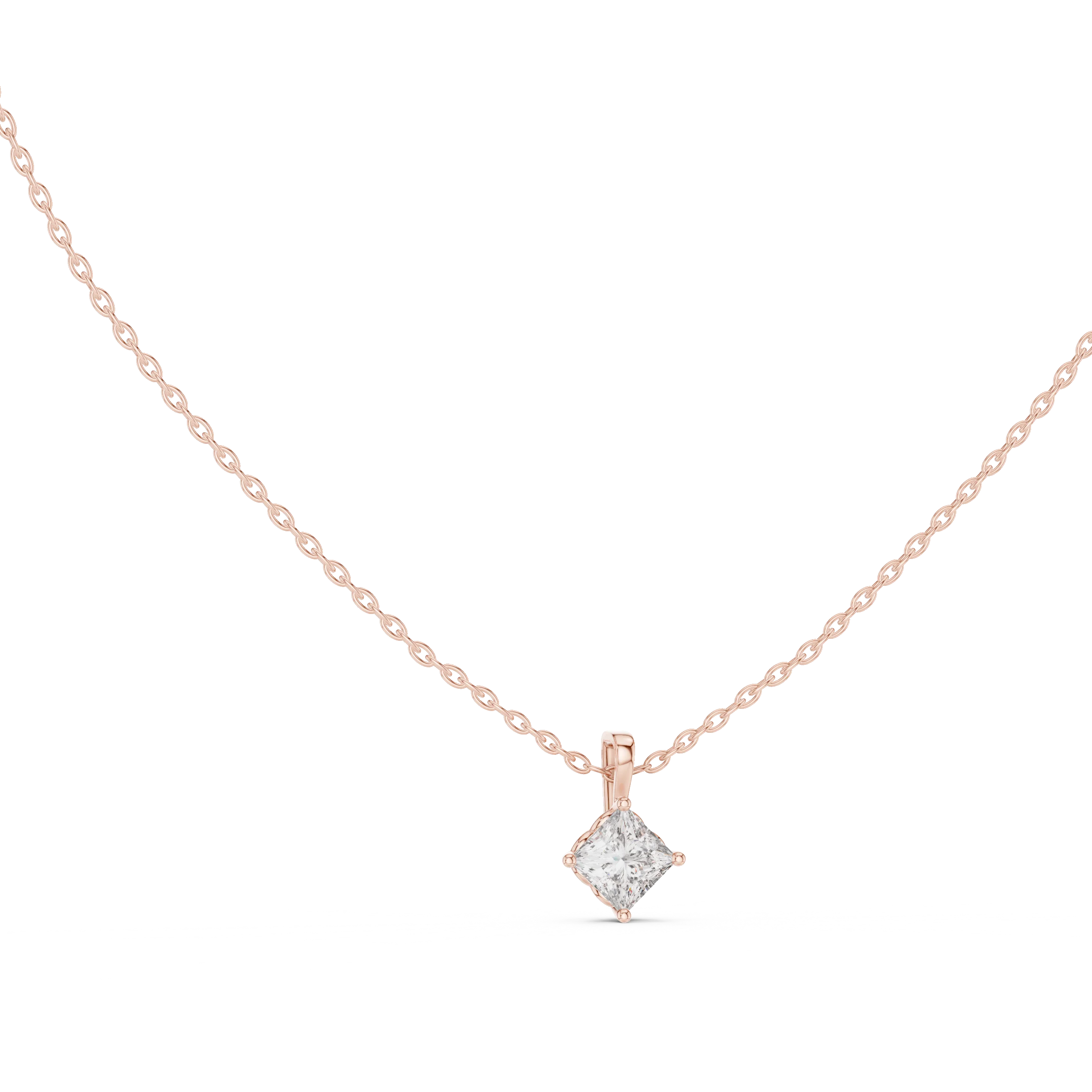 Modern Princess Solitaire Diamond Pendant