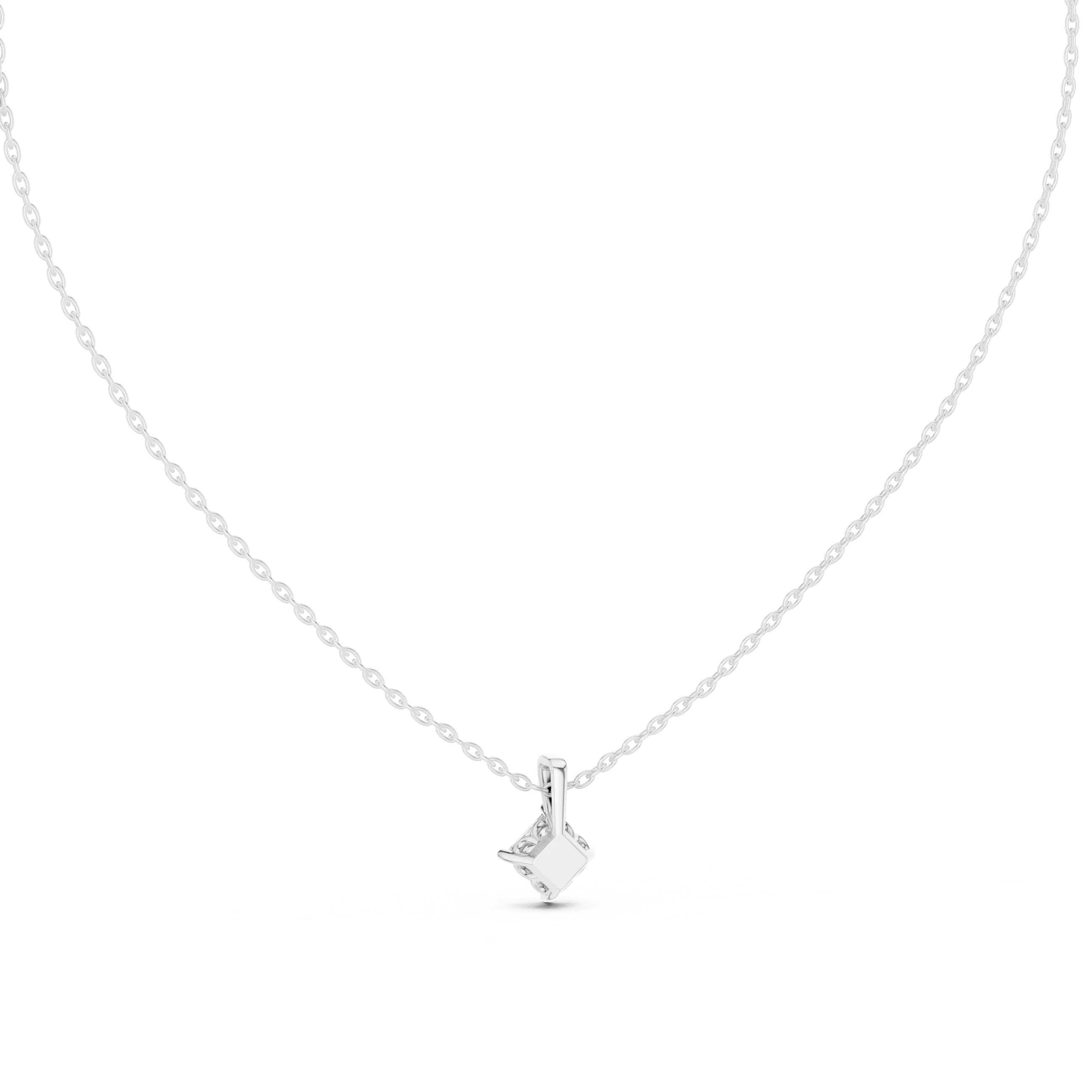 Modern Princess Solitaire Diamond Pendant