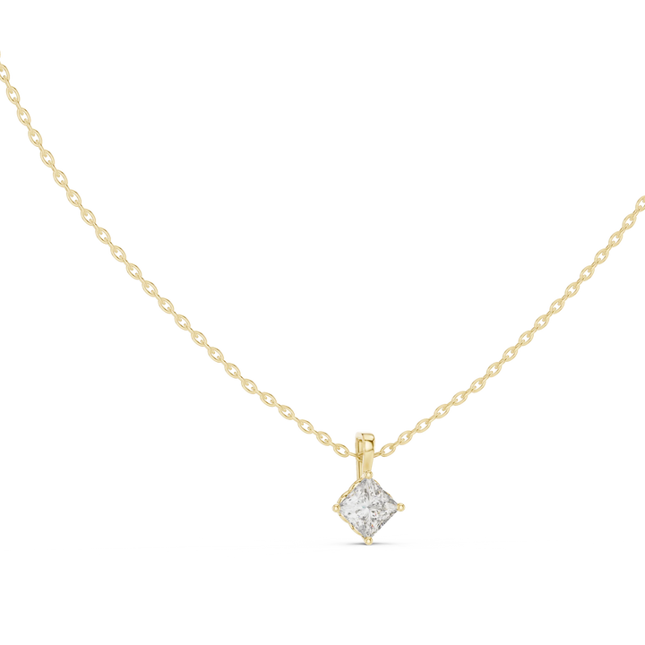 Modern Princess Solitaire Diamond Pendant