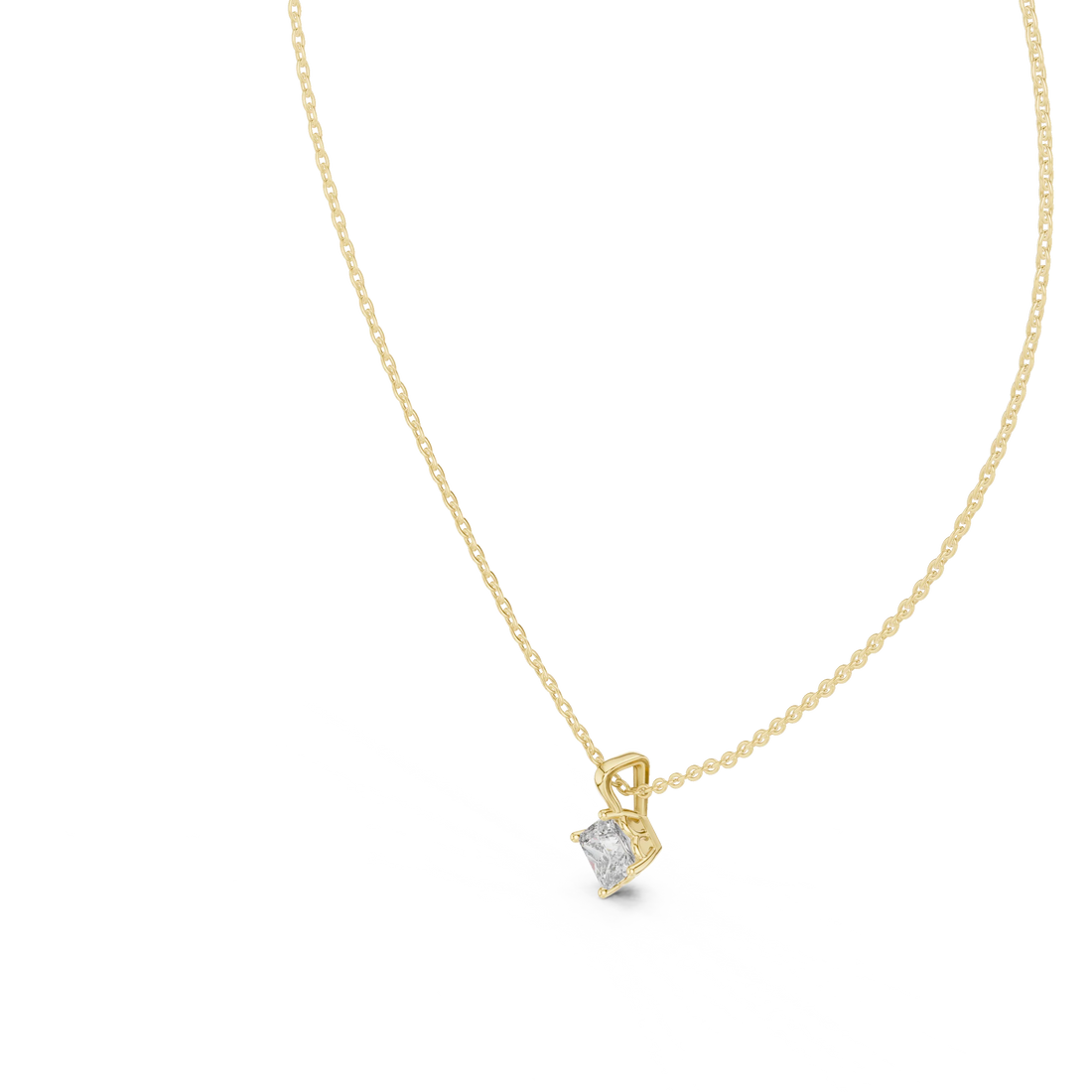 Modern Princess Solitaire Diamond Pendant