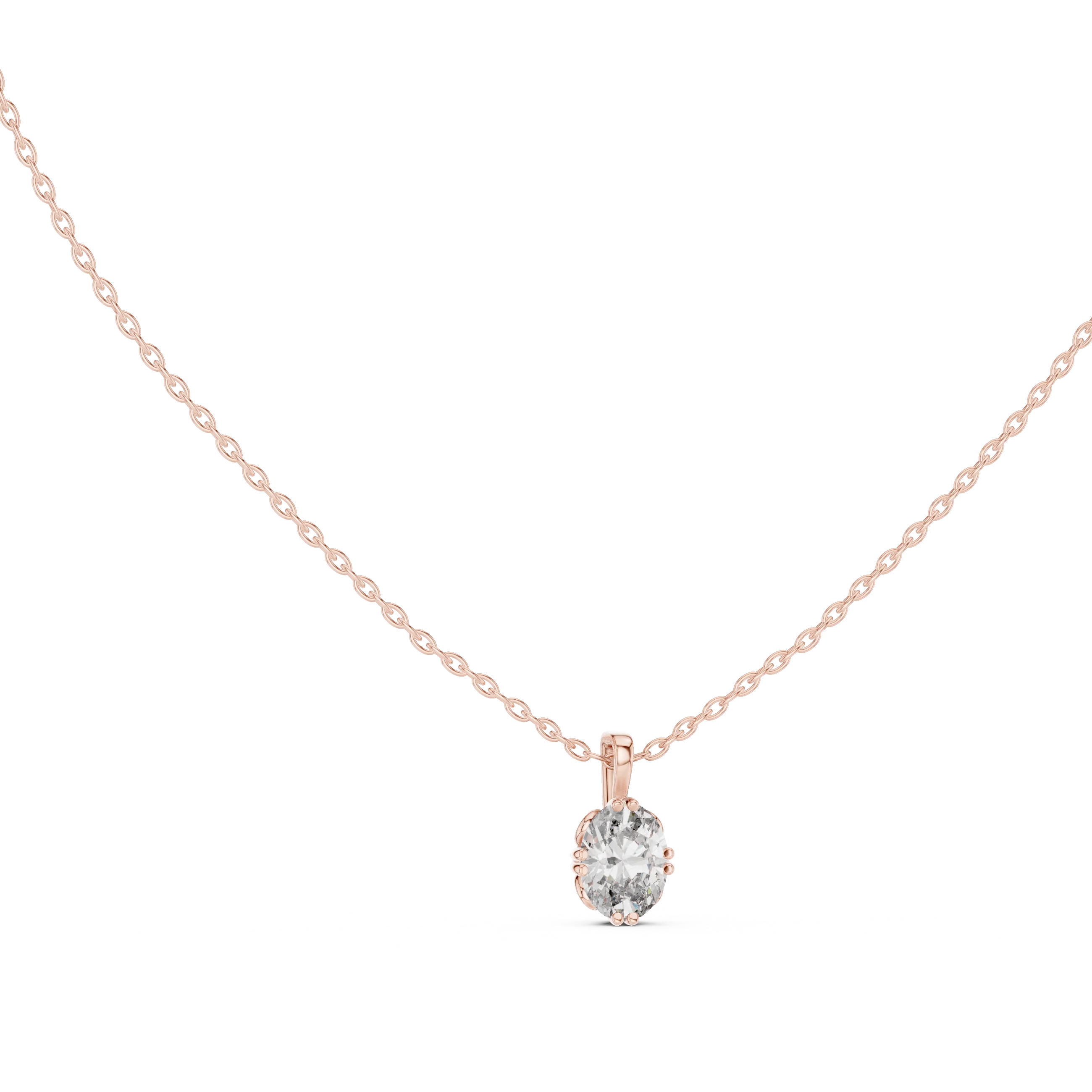 Grace Oval Solitaire Diamond Pendant