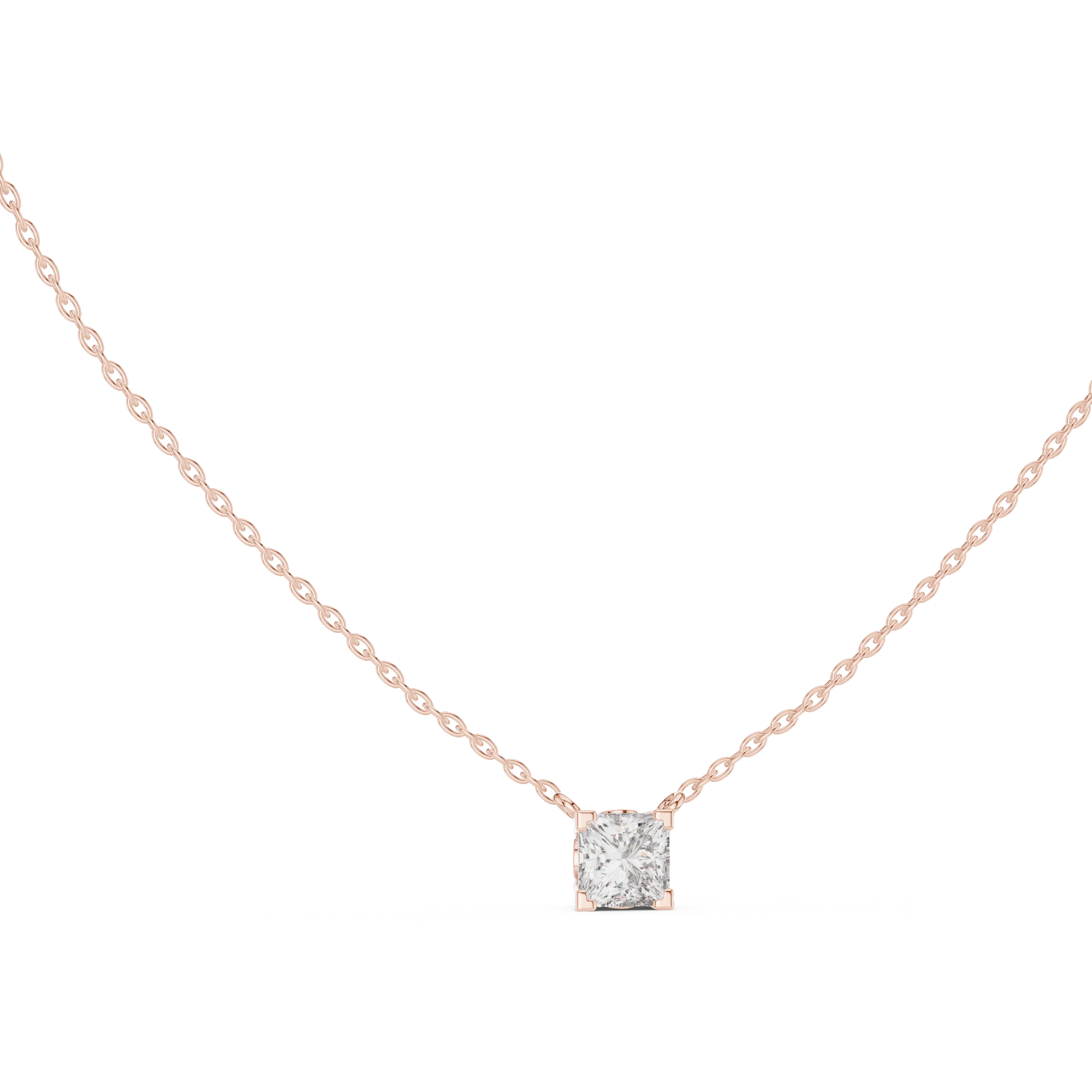 Classic Princess Solitaire Diamond Pendant