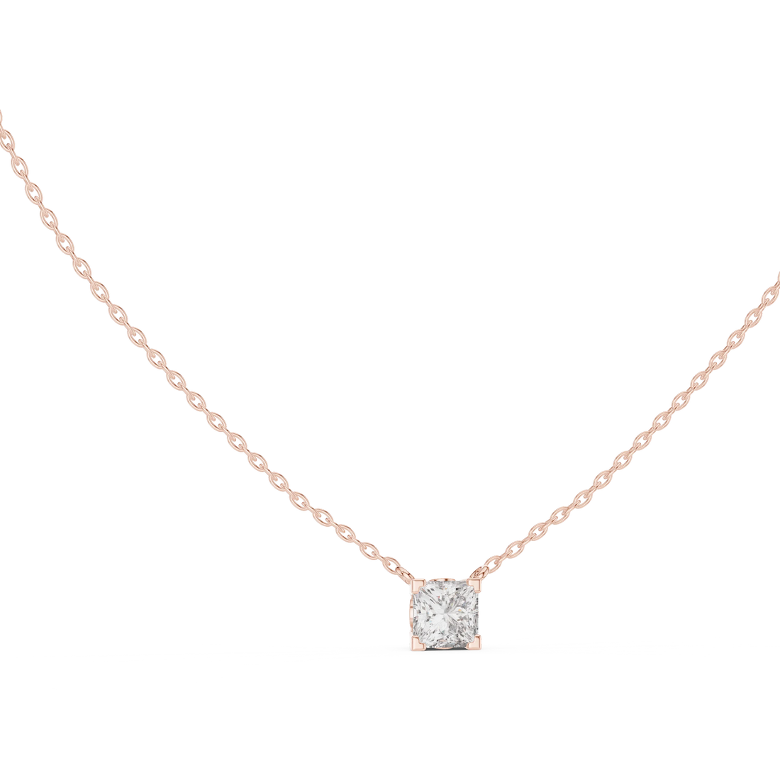Classic Princess Solitaire Diamond Pendant